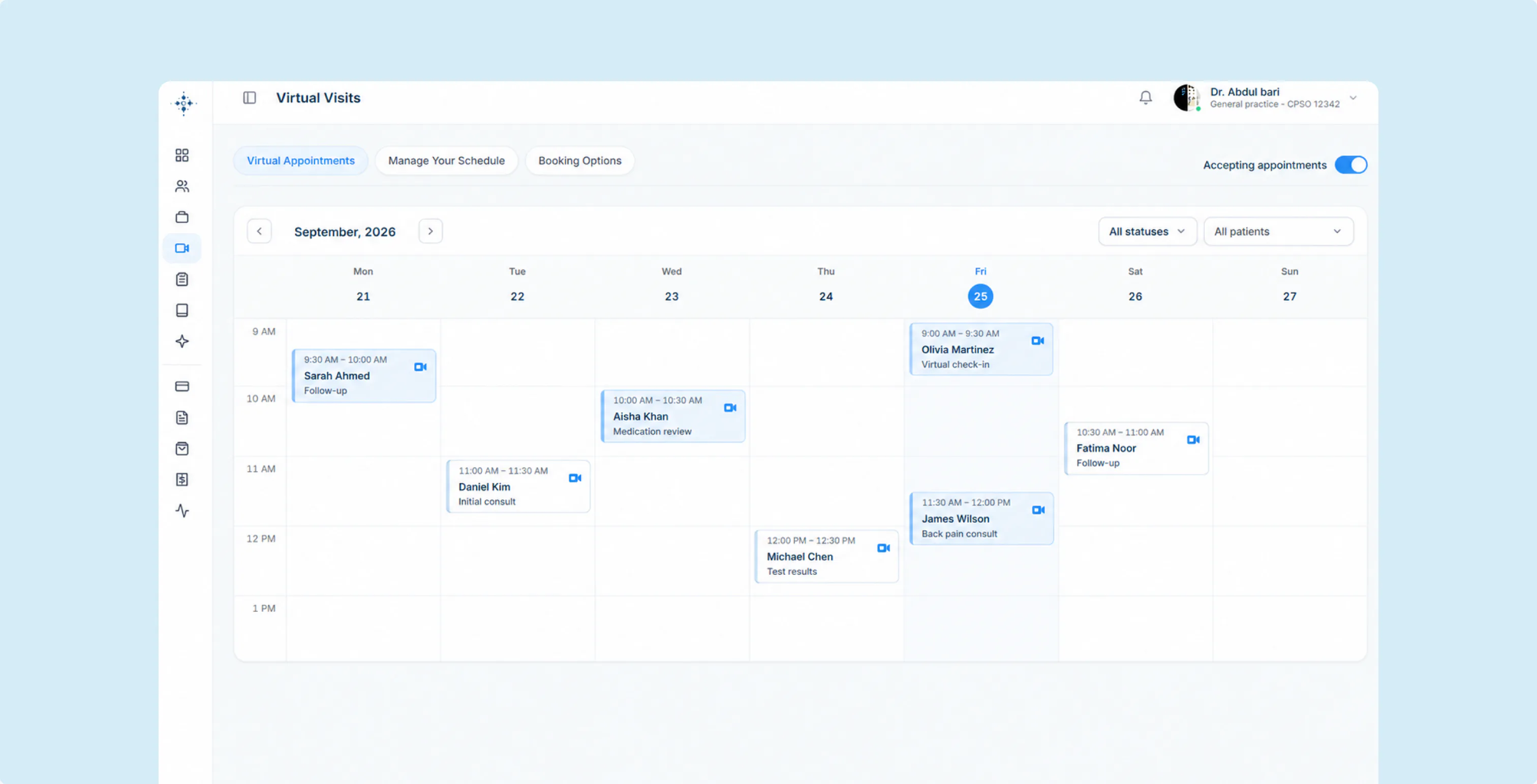 AvaOne: Manage Virtual Appointments